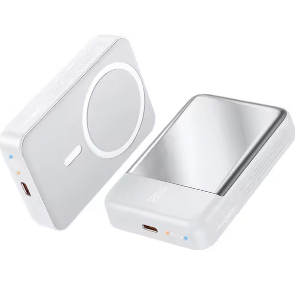 Mcdodo 426 20W PD Magnetic Power Bank With Strong Magnetic 15W Wireless Charger LED 10000mAh Portable Power Bank, Silver & White Color