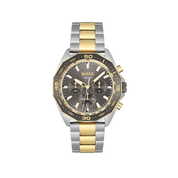 Hugo Boss Energy Chronograph Gray-Gold Analog Dial Men's Watch with Gray-Gold Stainless Steel Bracelet Model No. 1513974