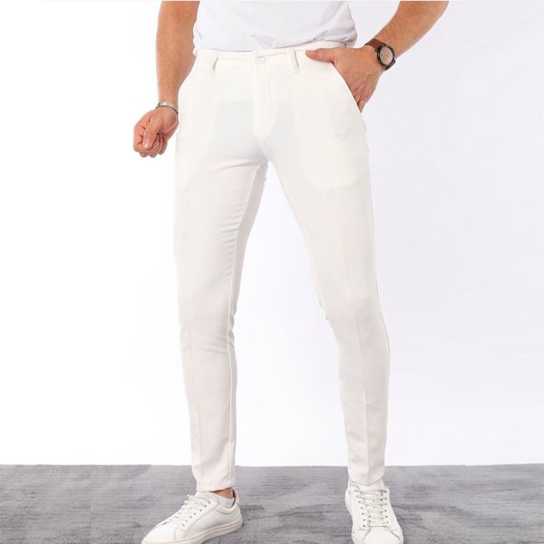 Renato Trouser Wide Leg with a Slight Carrot Cut, White Color