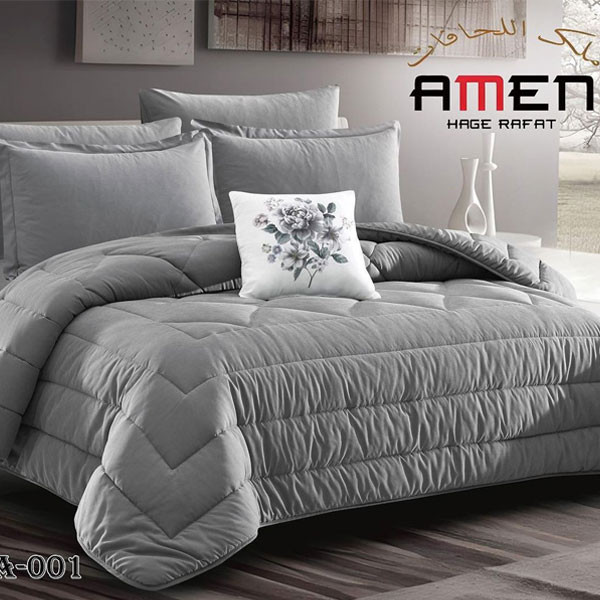 Amen Hage Rafat Set of 7 pieces (Comforter, Filted Sheet, 2 Pillow Cases, 2 Pillow Shams, Cushion) Gray Color, Model No. JESSICA-001