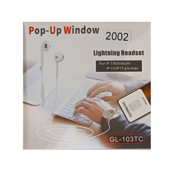 Pop-Up Window Lightning Headset for iPhone, White Color, Model No. JL-103TC