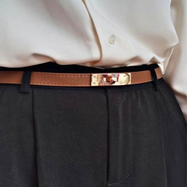 Hermes Kelly Style Skinny Leather Belt