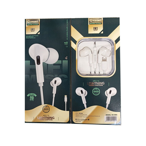 X-Hanz Lightning Stereo Earphone, White Color, Model No. HD-XM3