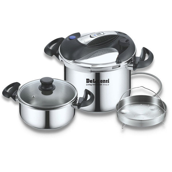 DeLmonti Stainless Steel Pressure Cooker 3 in 1, 7Lt & 5Lt, Model No. DL1040