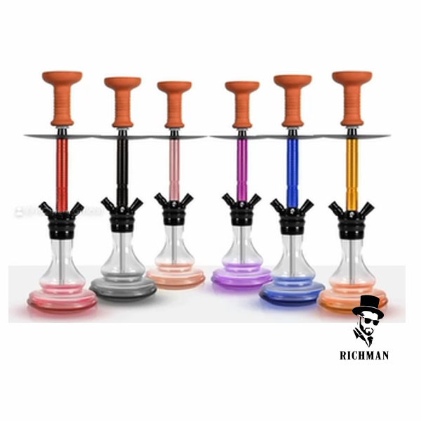 Richman Small Size Glass Hookahs, in Many Colors with Metalic Pipe & Ceramic Top