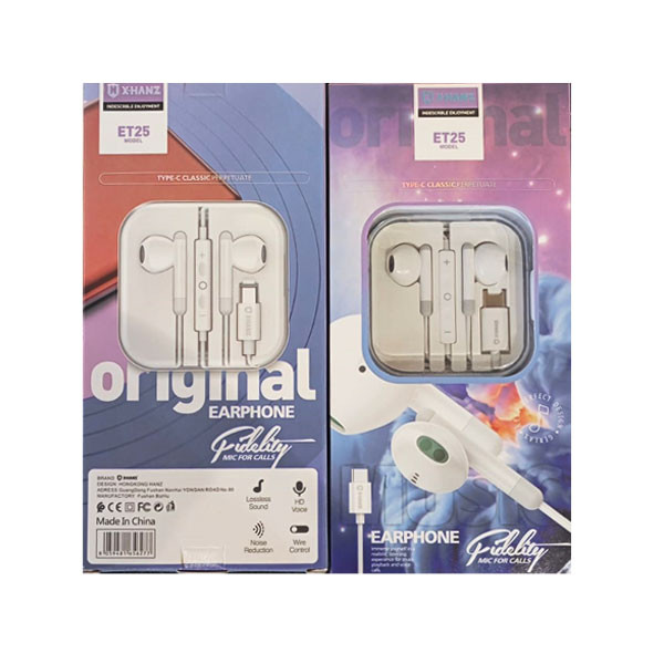 X-Hanz Wired Type-C Control Earphone with Microphone White Color, Model No. ET25
