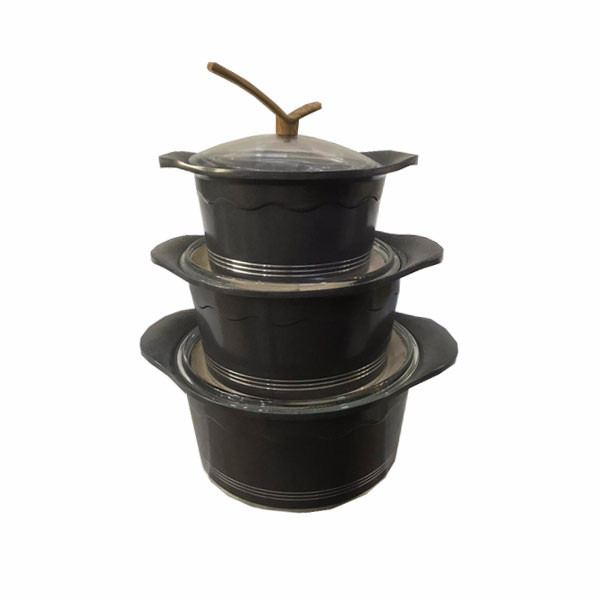 Modern Kitchen Products Aluminium Die-Casting Cookware 6pcs Set in Black Color