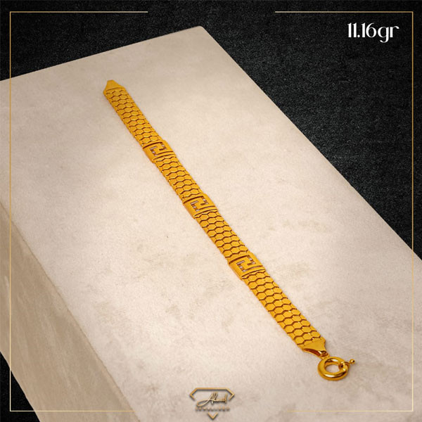 Yellow Gold Hand Bracelets 24K in 4 Designs, Thick Style, 8.94gr to 11.12gr, for Women