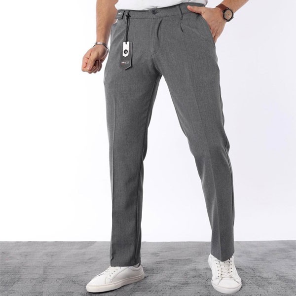 Renato Trouser Wide Leg with a Slight Carrot Cut, Dark Gray Color