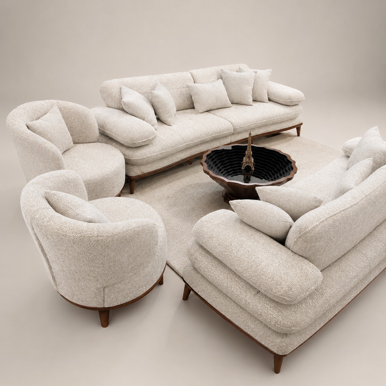 Premium Boucle Sofa Set, Elegant Ivory Collection