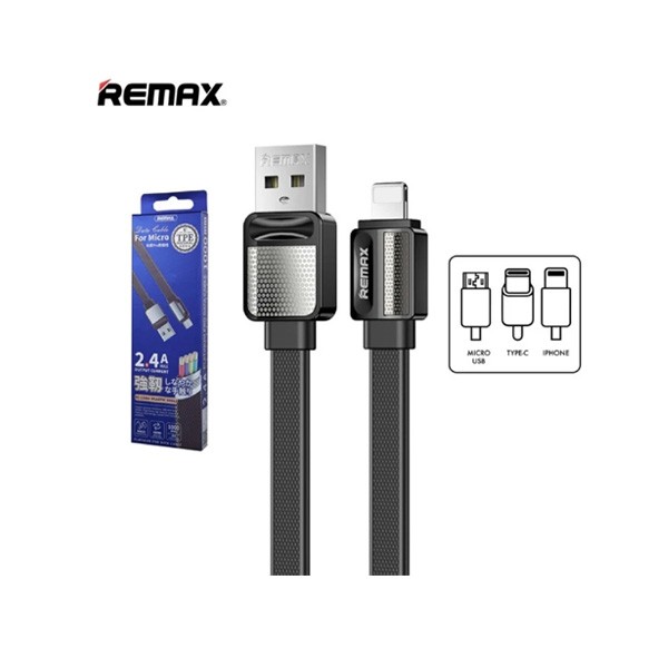 Remax Platinum Pro Series Data USB to Lightning Cable for IPhone 1m, 2.4A, Black Color, Model No. RC-154I