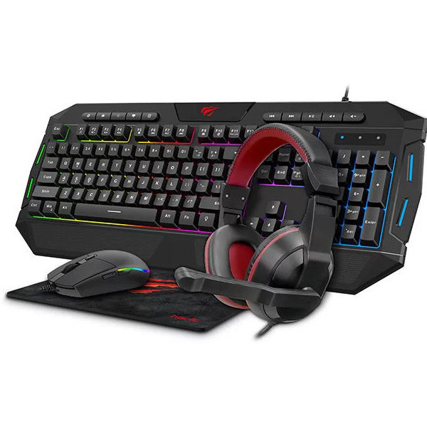 Havit GAMENOTE Set 4in1 Headphones + Keyboard + Mouse + Mouse Pad Model No. KB501CM