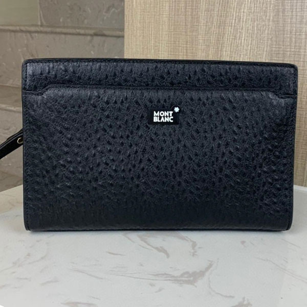 Mont Blanc Women Crocodile Style Leather Bag with Mont Blanc Square Imprinted Logo in Black Color