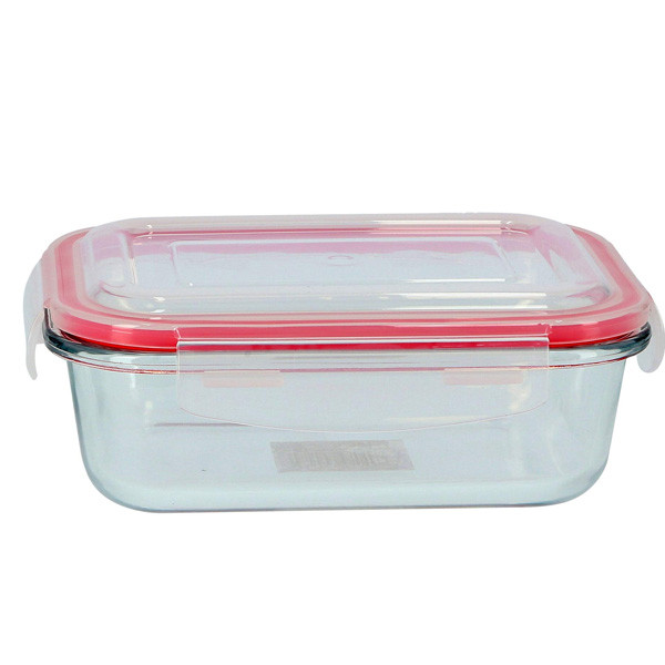 Delcasa Food Containers-2 BRS Rectn. Glass AirTight Conta. 0.6L 1X24, Model No. DC1428
