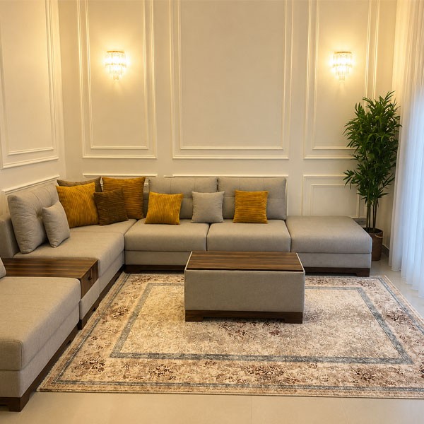 L-Shape Corner Sofa Set with Coffee Table, Classic Modern Collection
