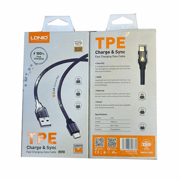 Ldnio Fast Charging Data Cable USB 2.0, USB-C male - USB-A, Gray Color, 1m, Model No. LS441